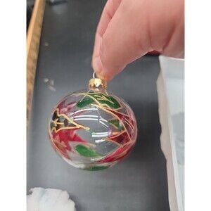 Vintage Blown Glass Pointsettia Christmas Ornaments Set Of 4 With Box